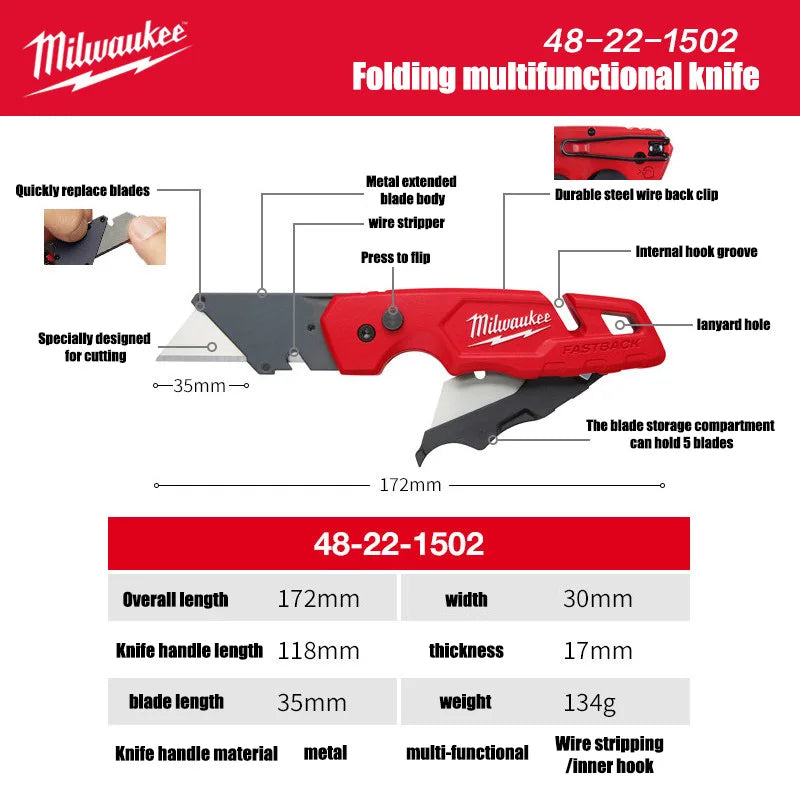 Milwaukee 6-in-1 Folding Utility Knife - Versatile & Durable