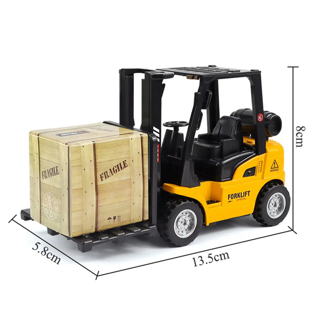 Durable Alloy Pull-Back Forklift Toy Truck with Pallet & Cargo
