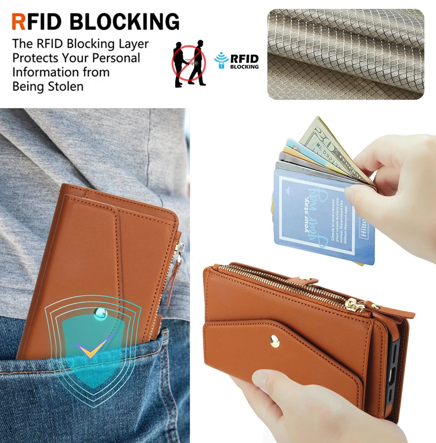 2-in-1 Magnetic Zipper Wallet Case for Samsung Galaxy S Series