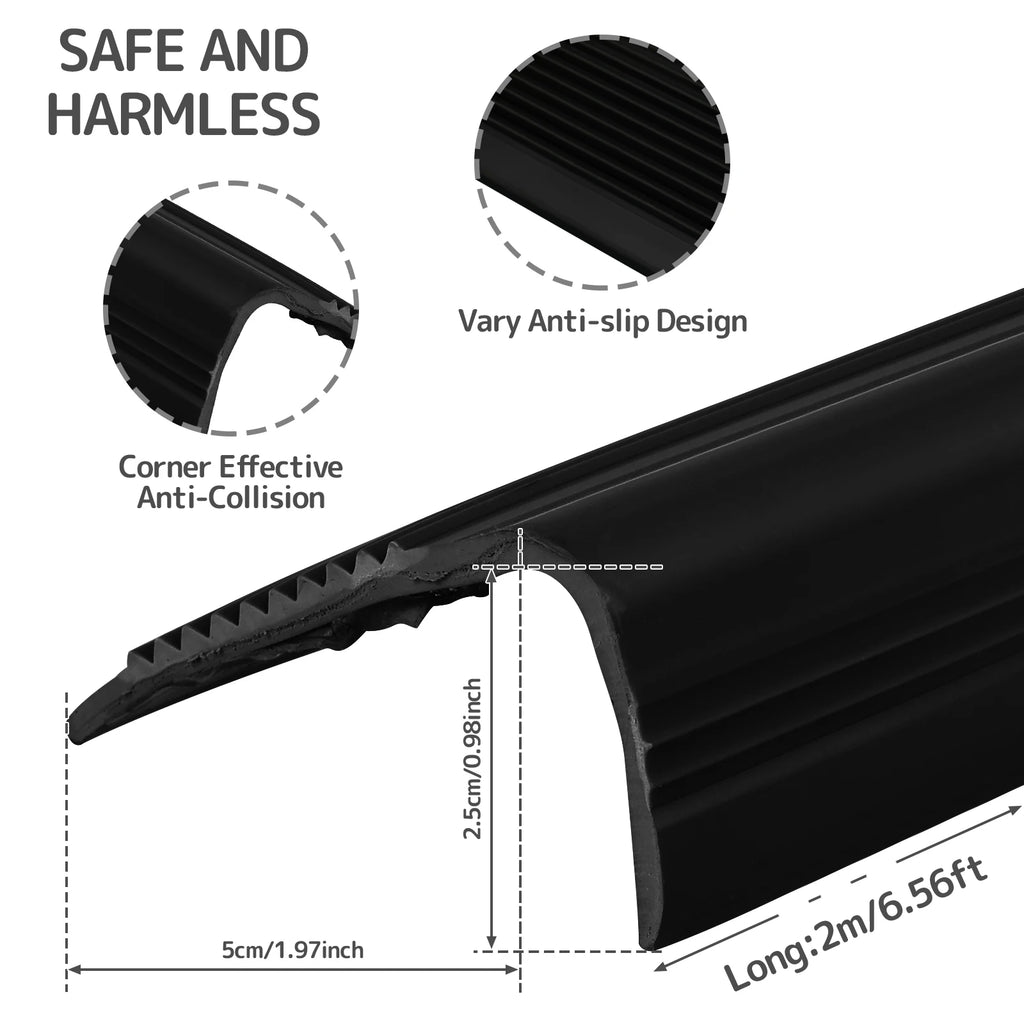 Non-Slip Stair Edge Protector - Self-Adhesive PVC Trim, 2m L-Shape