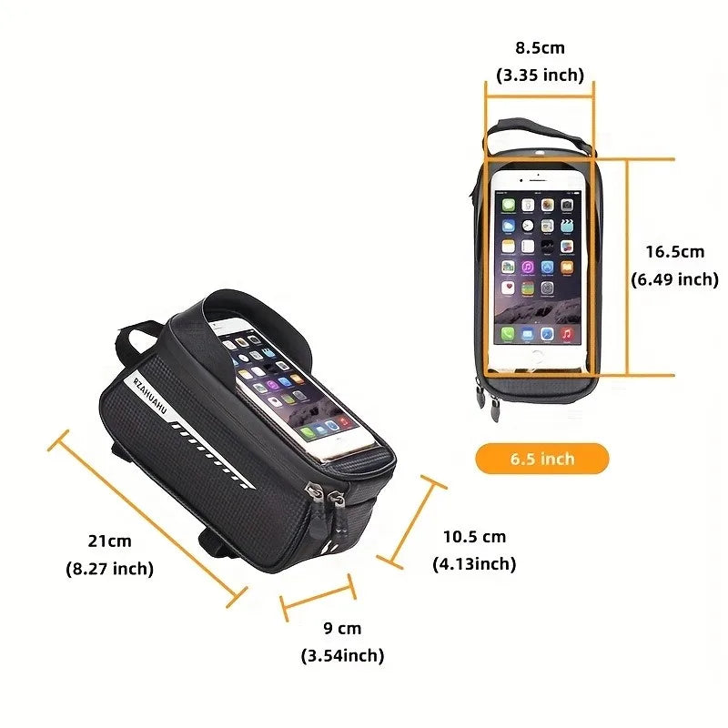 Waterproof Bike Frame Bag with Touch Screen & Sun Visor - Cycling Gear