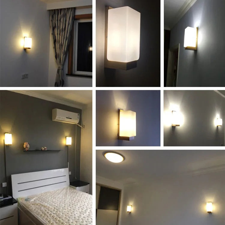 Elegant Nordic LED Wall Lamp with Solid Wood Base for Modern Interiors