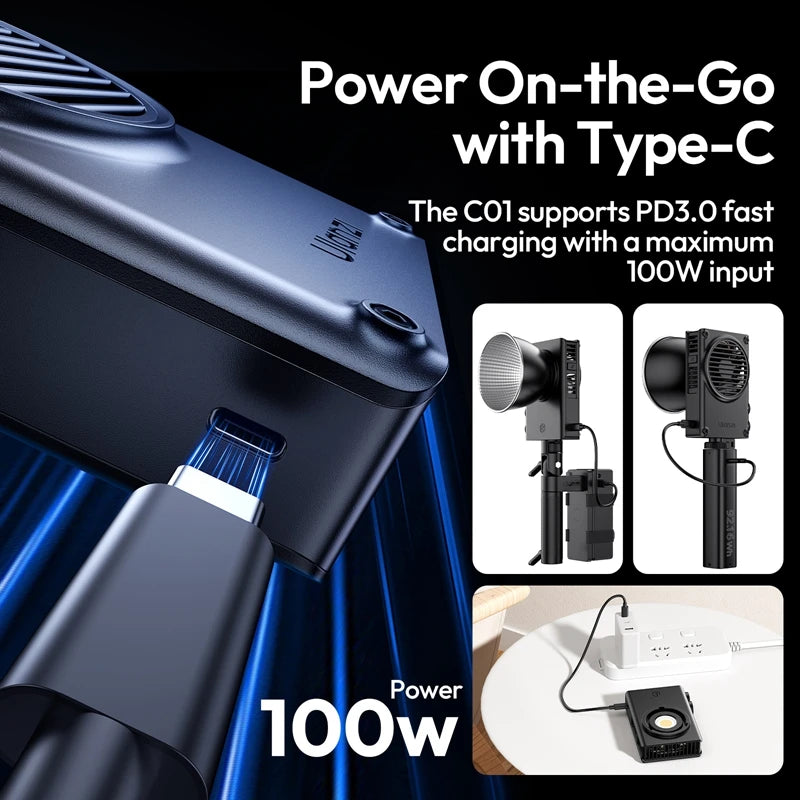 Ulanzi C01 100W Bi-Color COB Light with Cooling Fan for Vlogging