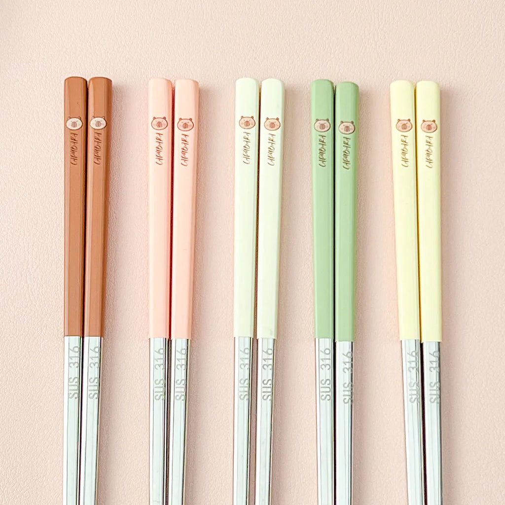 Cute Capybara Stainless Steel Chopsticks - Portable & Non-Slip