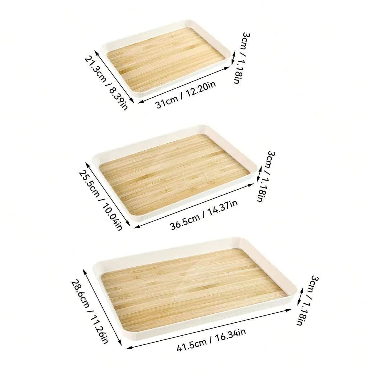 Eco-Friendly Wood Grain Plastic Serving Tray | Multi-Functional Organizer