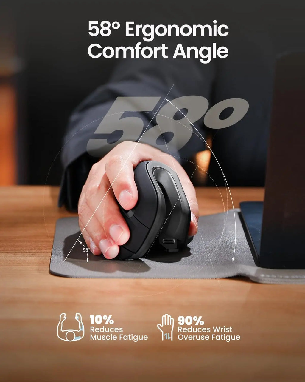 ProtoArc EM11NL Ergonomic Vertical Mouse | Multi-Device Wireless Comfort