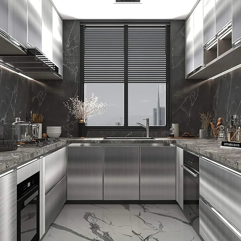 Brushed Silver Self-Adhesive Wallpaper - Waterproof & Easy to Clean