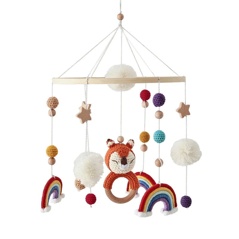 Dreamy Wooden Crib Mobile with Soft Felt Cartoon Bear & Gentle Bells