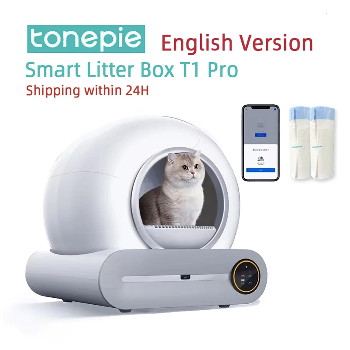 Tonepie 65L Self-Cleaning Cat Litter Box with Smart Design