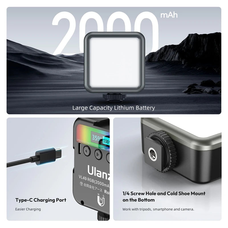 Ulanzi VL49 Mini RGB LED Video Light for Photography & Vlogging
