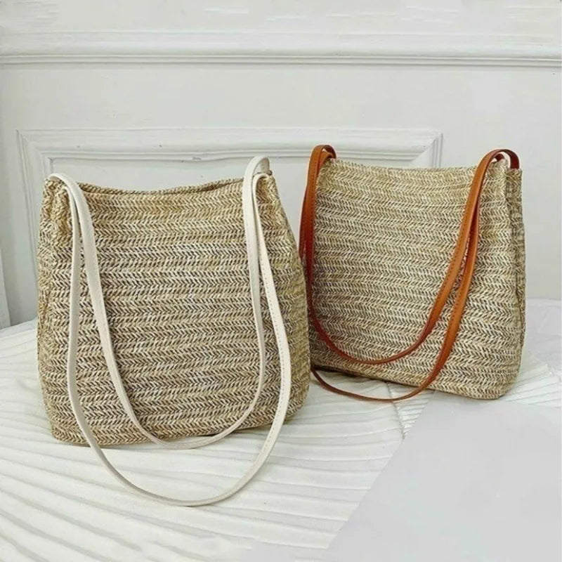 Stylish Women's Woven Straw Beach Handbag - Perfect Summer Tote