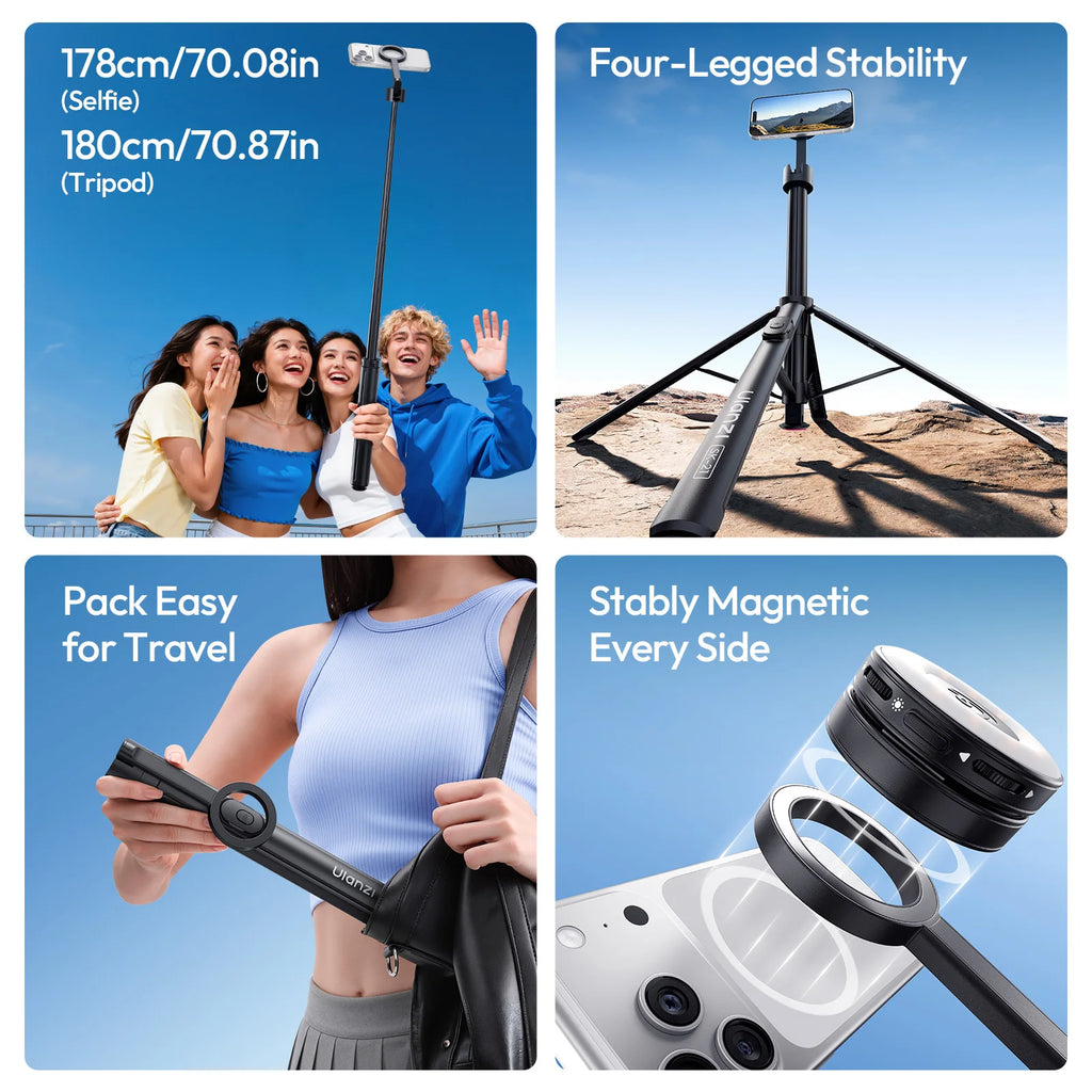 Ulanzi SK-21 Magnetic Auto-Open Tripod & Selfie Stick for Smartphones