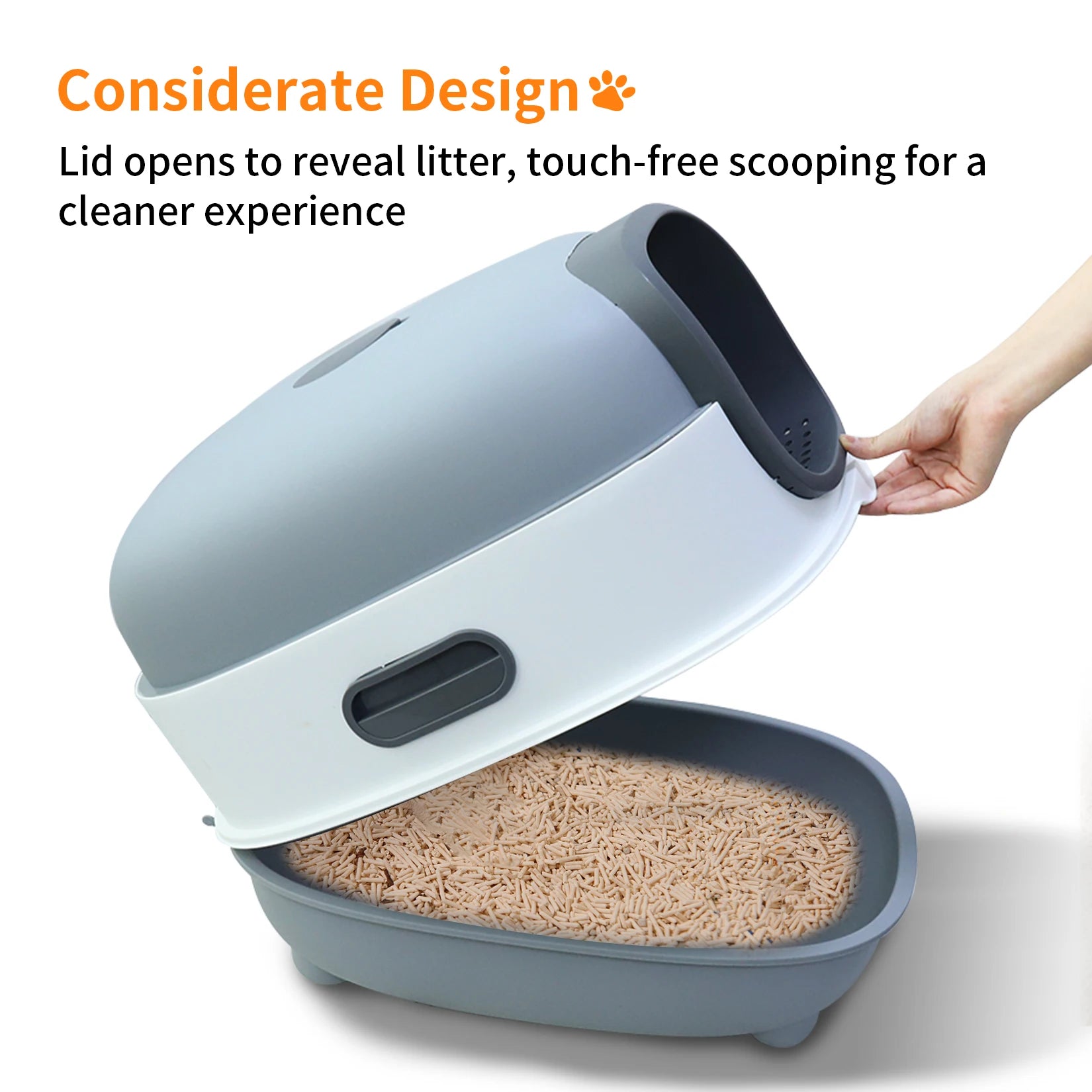 Hooded Cat Litter Box with Scoop - Easy Clean for Kittens & Small Cats