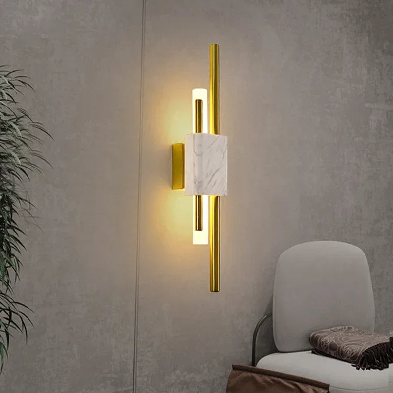 Elegant LED Wall Lamp - Green White Marble for Stylish Home Décor