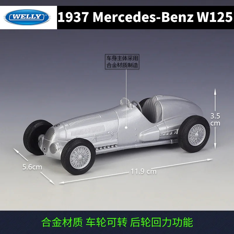 WELLY 1:36 Mercedes-Benz W125 Diecast Car - Classic Model for Collectors