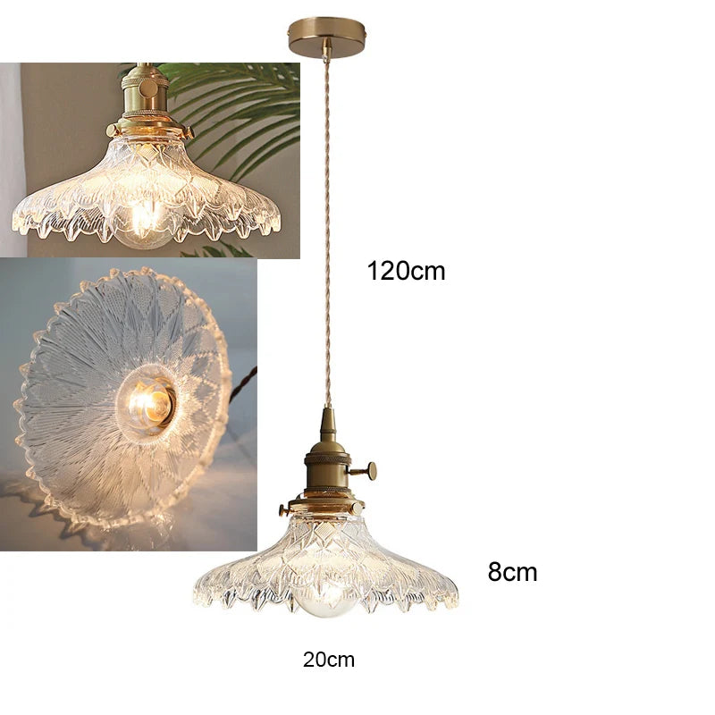 Elegant Copper Glass LED Pendant Lamp for Living Room & Kitchen