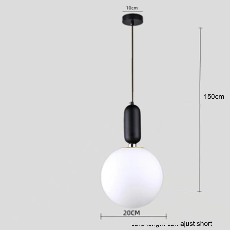 Modern Nordic Glass Ball Pendant Light - Elegant Brass & Black Design