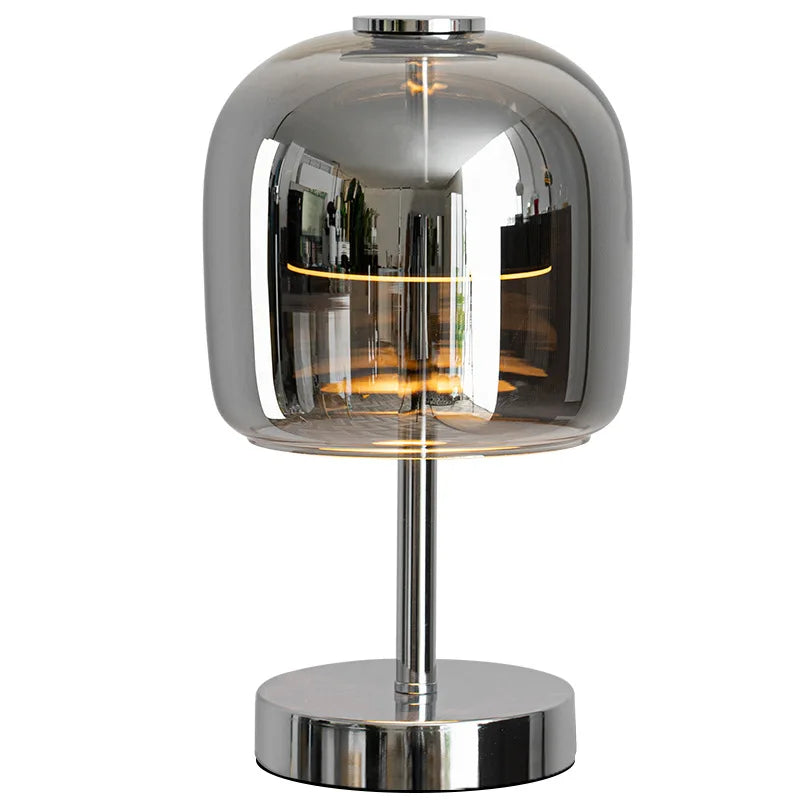 Modern Glass USB Charging Desk Lamp - Three-Color Dimming LED