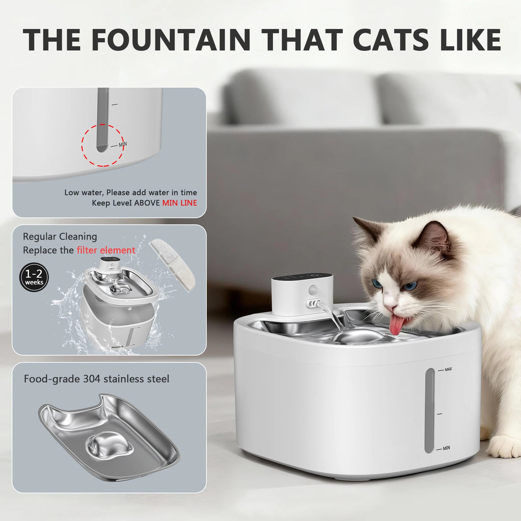 LABEKA Wireless Cat Water Fountain - 3.5L with Long-Lasting Battery