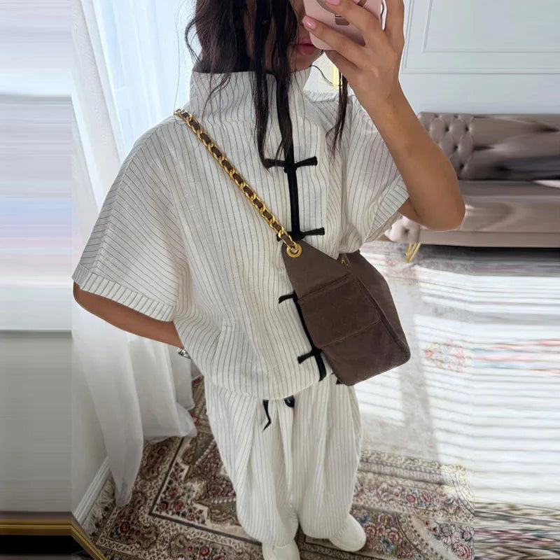 Chin.Sweety Women's Casual Linen Pants Set - Stylish & Comfortable