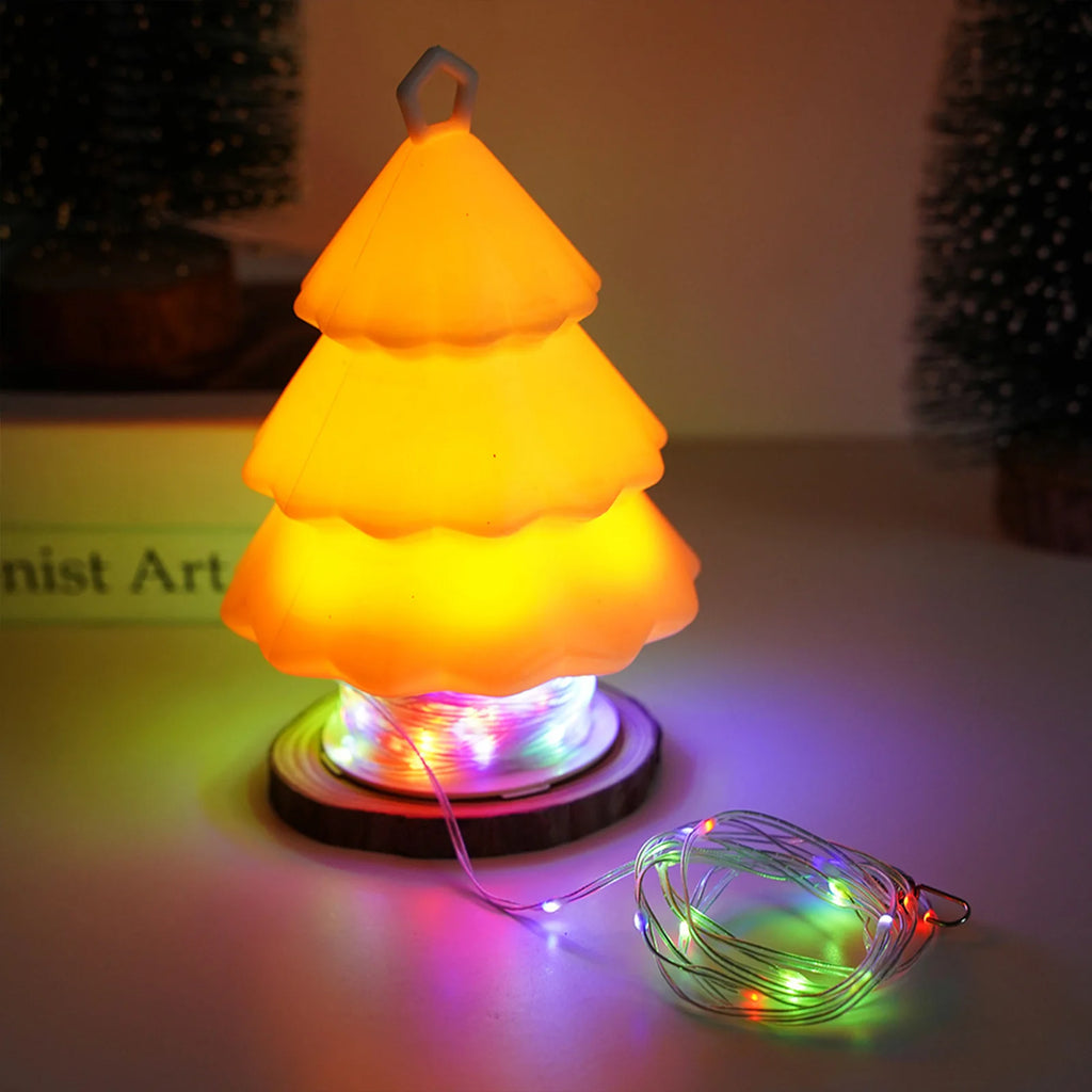 3-Level Dimmable Christmas Tree Night Light - USB Rechargeable LED Lamp