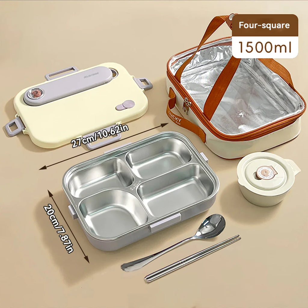 WORTHBUY Eco-Friendly Stainless Steel Bento Box - Microwave Safe
