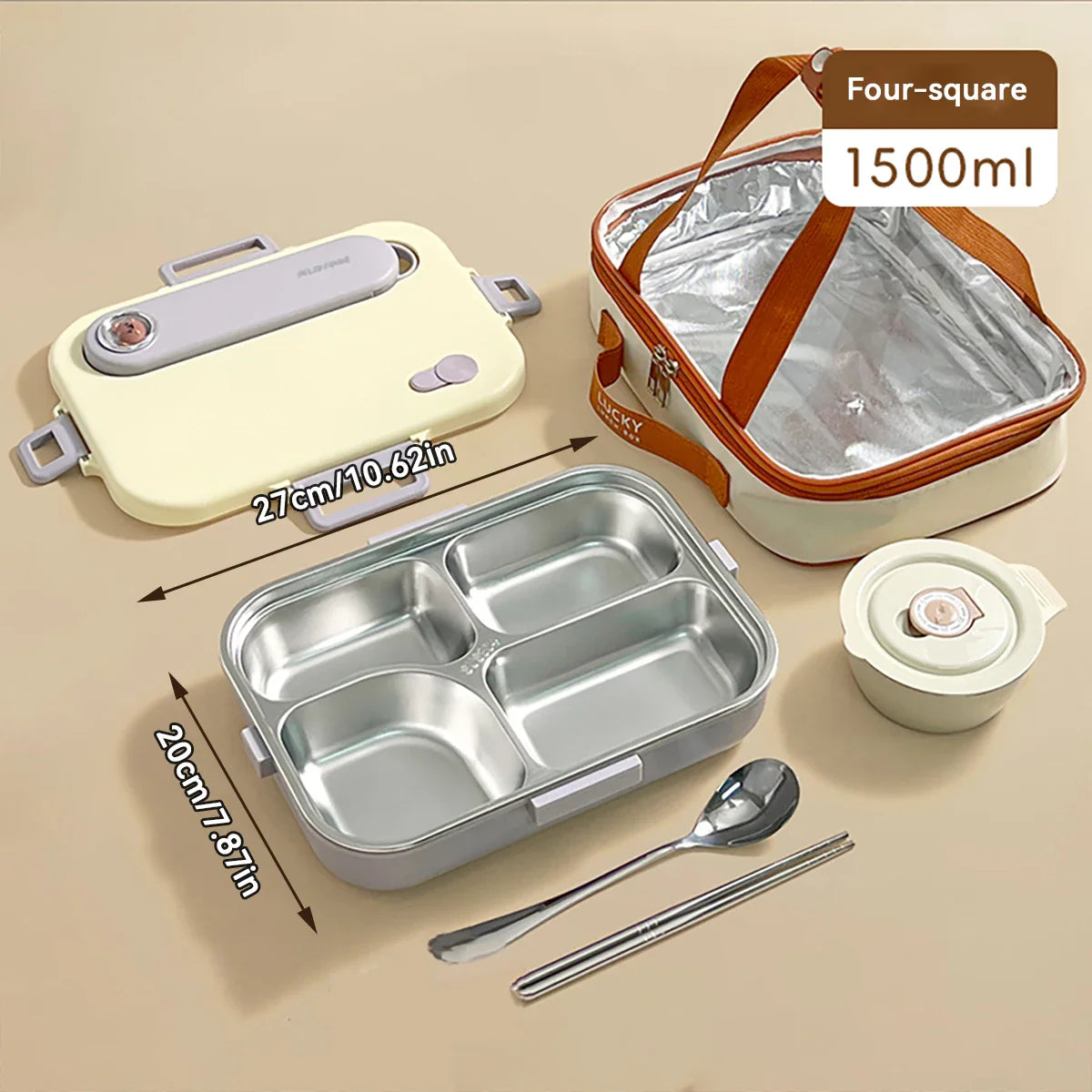 WORTHBUY Eco-Friendly Stainless Steel Bento Box - Microwave Safe