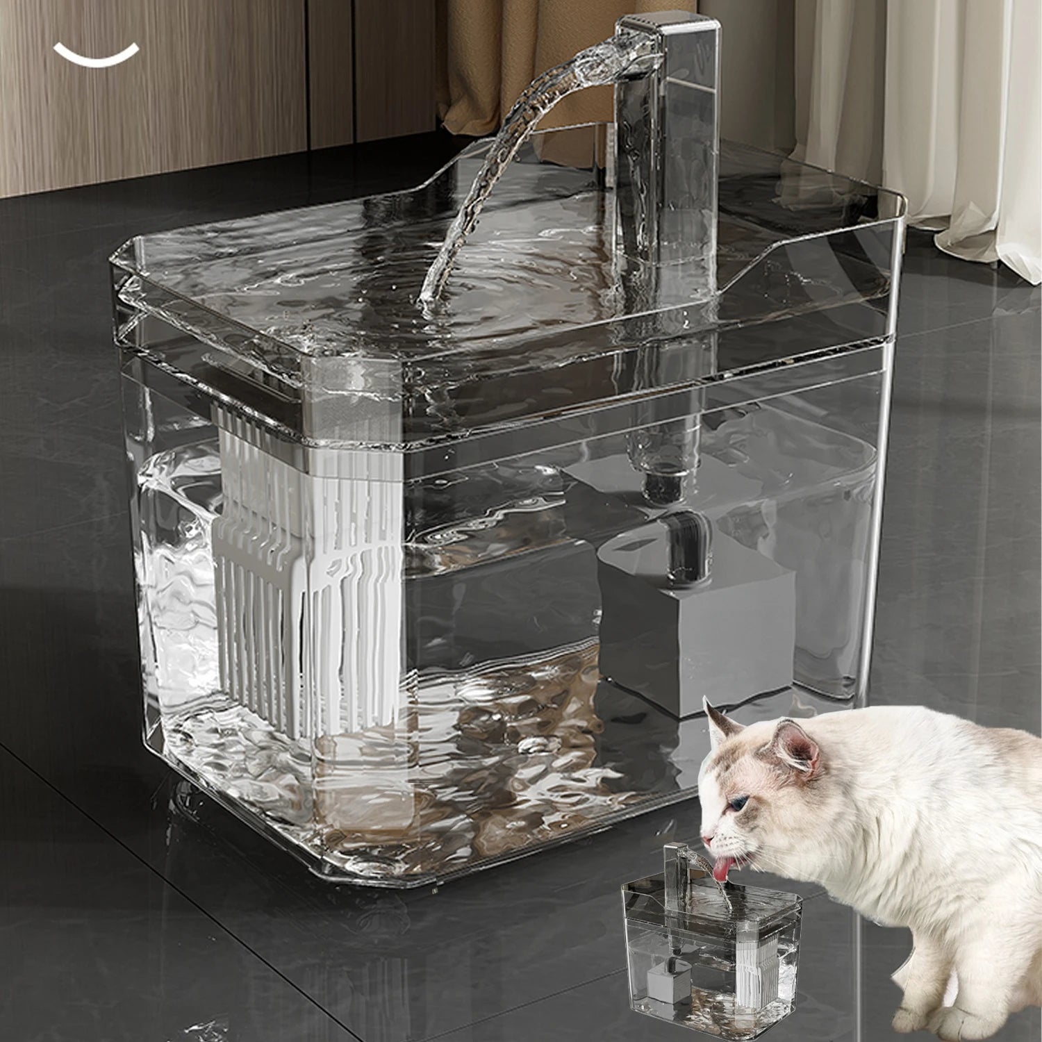 1.5L Automatic Cat Water Dispenser with Filter & Mute Pump