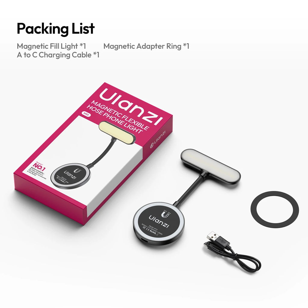 Ulanzi M10 Magnetic LED Selfie Light - Flexible & Rechargeable