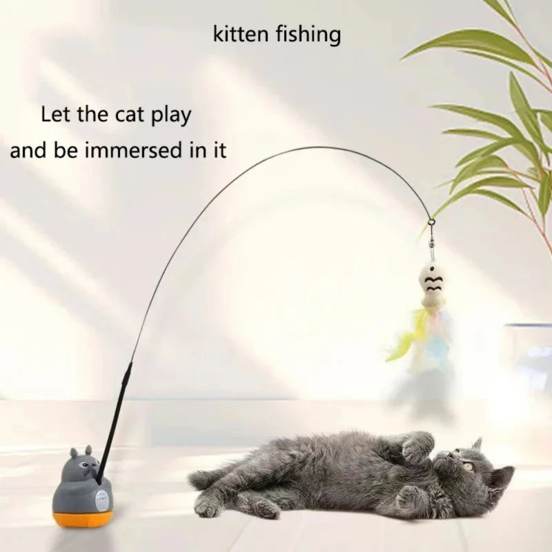 Interactive Feather Cat Toy - Long Pole with Bell for Endless Fun