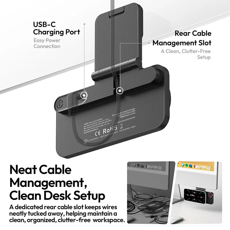 Ulanzi CW15 Wireless Qi2 15W Fast Charging Stand with Magnetic Snap