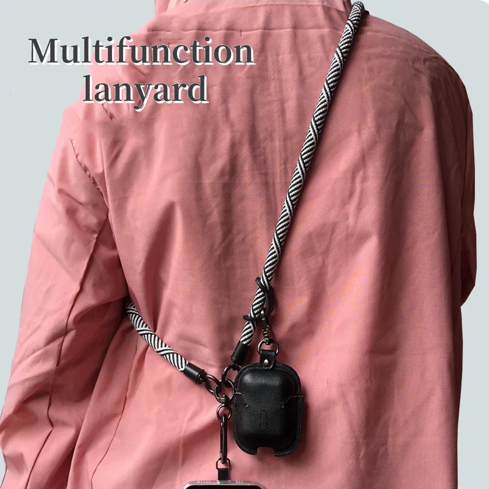 Adjustable Multi-Functional Crossbody Phone Lanyard - Black & White