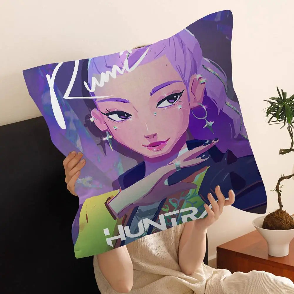 Kop-Cartoon K-Pop Demon Hunters Cushion Cover - Home Decor Pillow