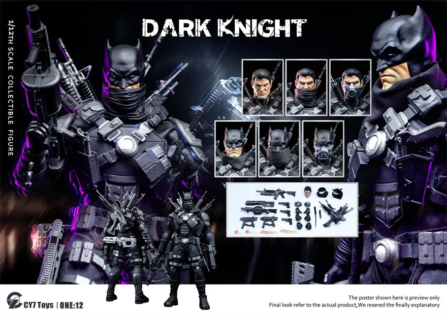 CY7toys 1/12 Scale Bat Hero Knight Action Figure - Full Accessories Set