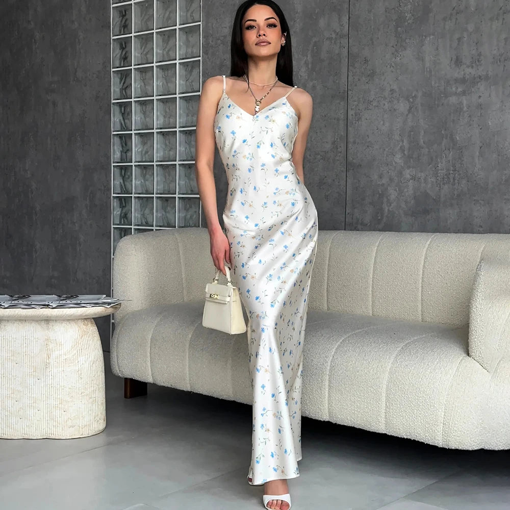 Elegant Satin Backless Evening Dress - Chic Women’s Party Style