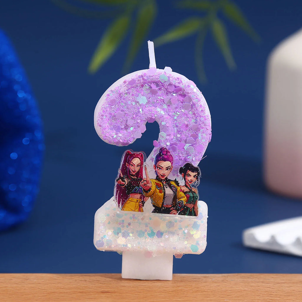 Purple Glitter Birthday Number Candle - Creative Cake Decoration