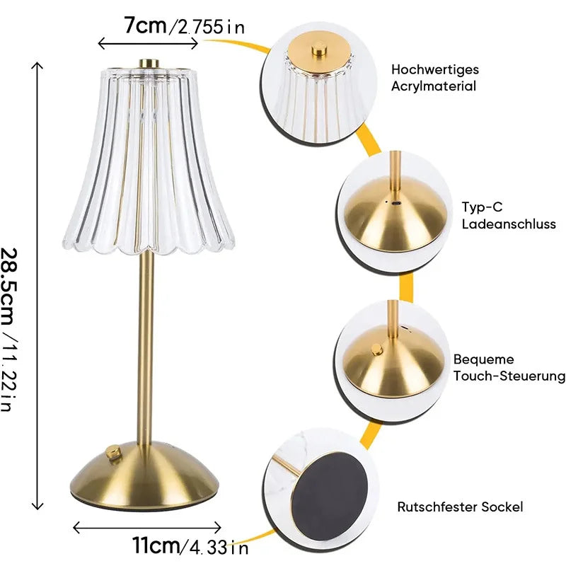 Modern Minimalist LED Table Lamp - Rechargeable and Dimmable Night Light