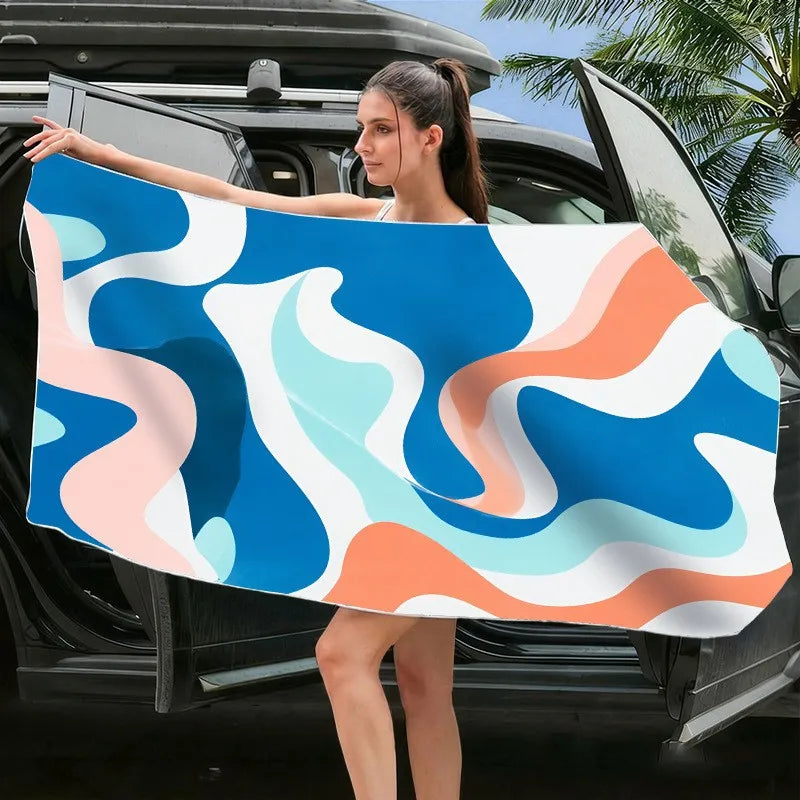 Quick-Dry Microfiber Beach Towel with Magnetic Fasteners
