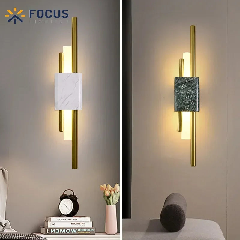 Elegant LED Wall Lamp - Green White Marble for Stylish Home Décor