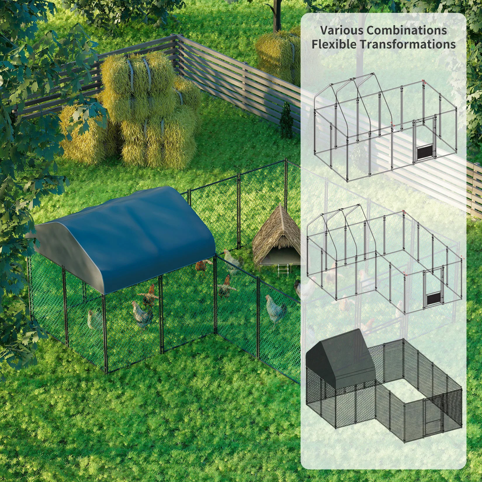 Heavy Duty Large Chicken Coop with Walk-In Design & Waterproof Cover