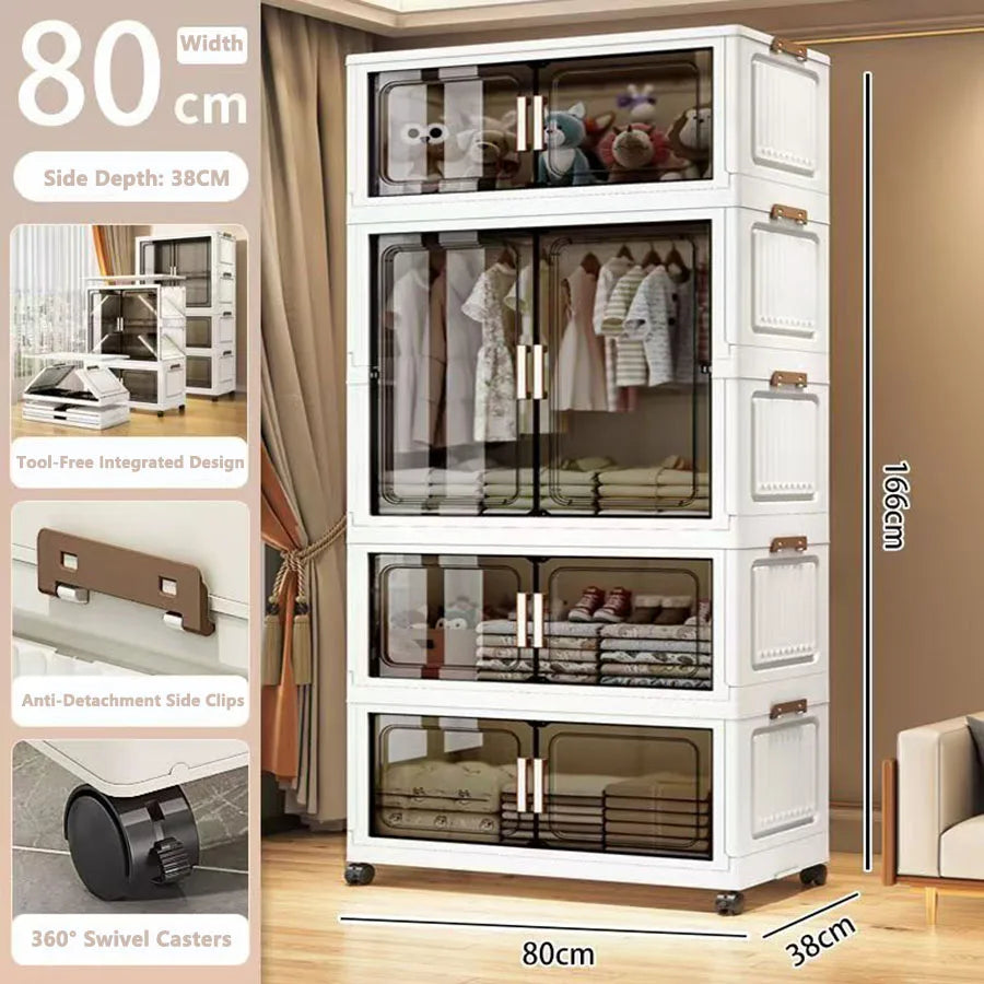 Folding Storage Cabinet - Multi-Use Organizer for Home & Kitchen