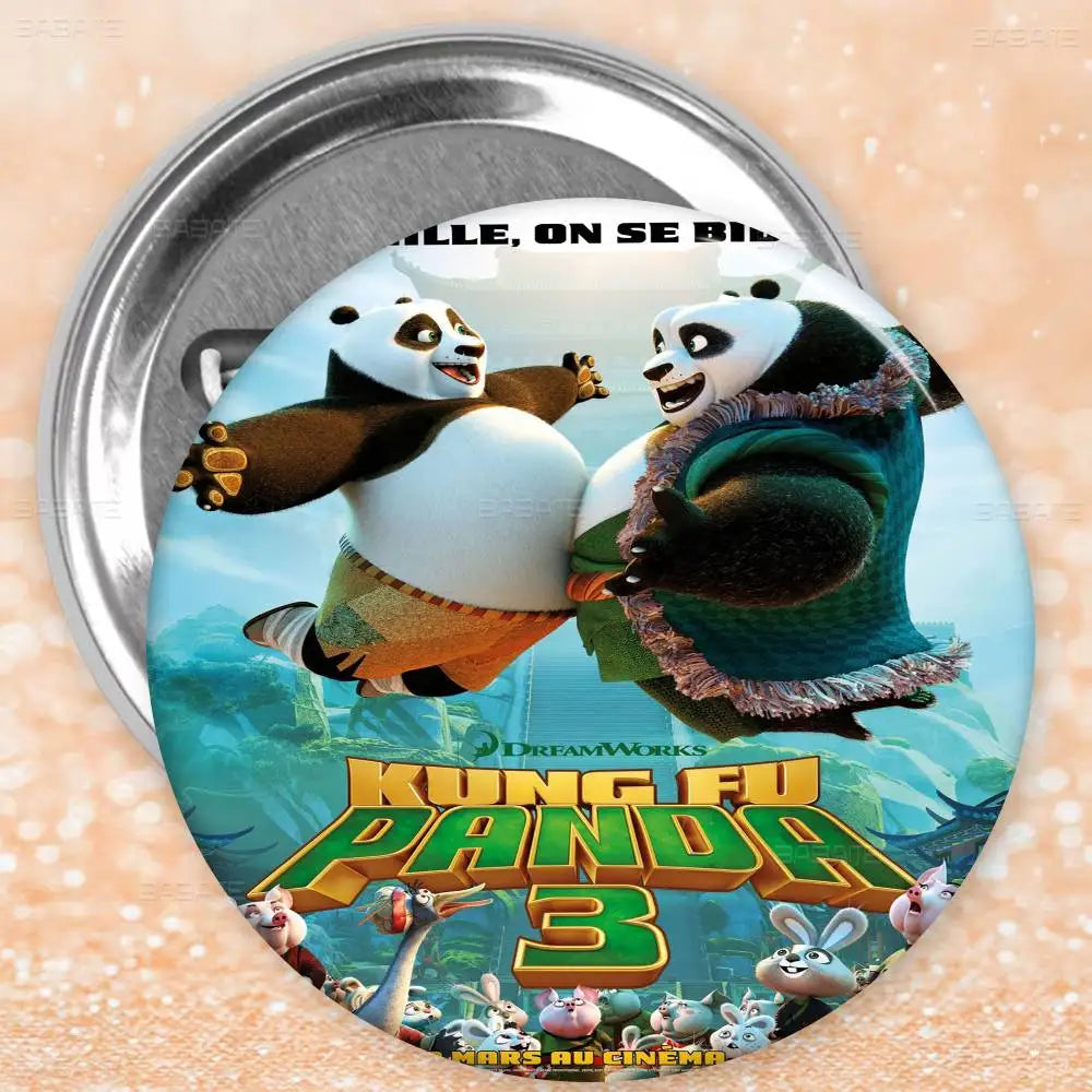 K-Kung Panda Movie Brooch | Fun Tinplate Badge for Collectors