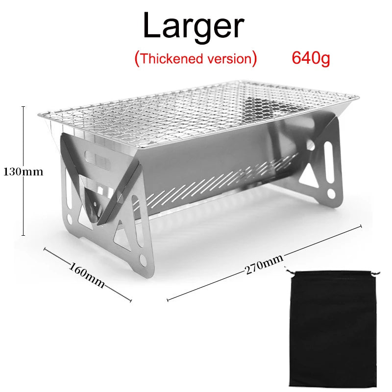 Portable Stainless Steel Folding BBQ Grill for Outdoor Cooking