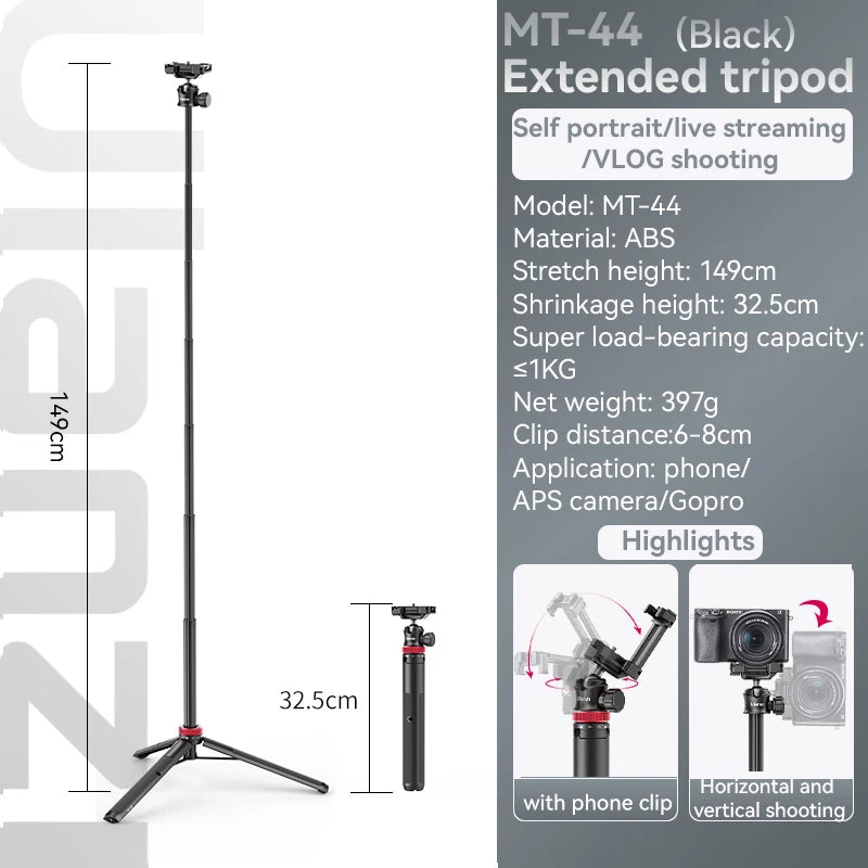 Ulanzi MT-44 Extendable Selfie Stick Tripod for Smartphones & Cameras