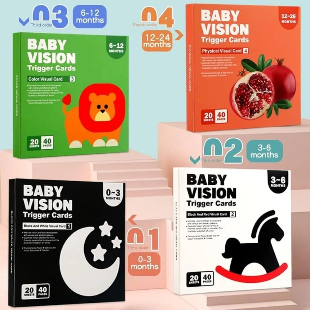 Montessori Baby Vision Cards - High Contrast Flash Cards for 0-12 Months