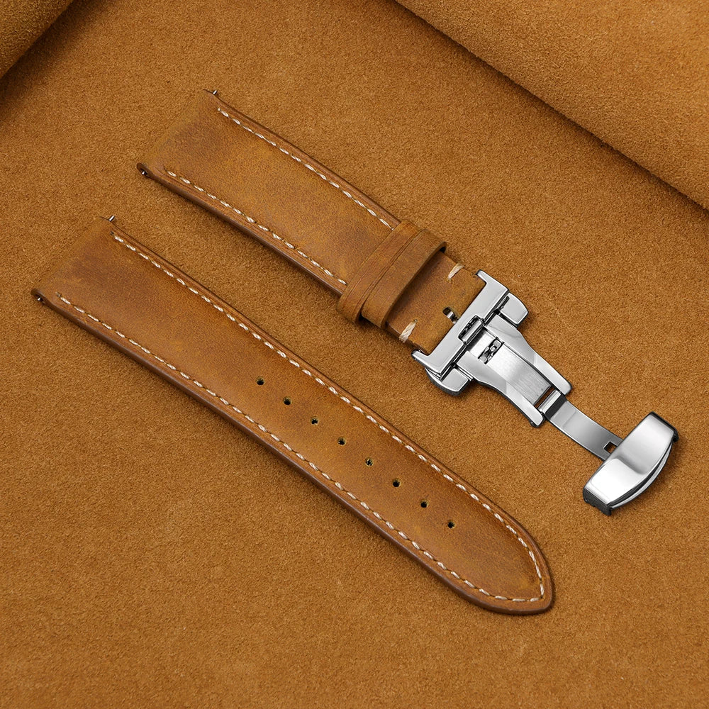 Luxurious Leather Watchband for Seiko & Omega - Butterfly Buckle 14-22mm