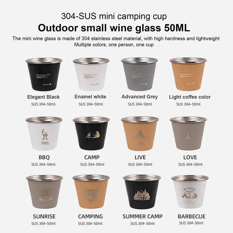 4PCS Portable Stainless Steel Outdoor Cups Set for Hiking & Camping