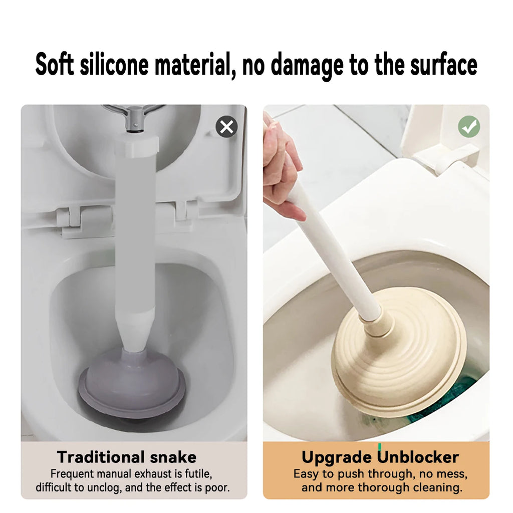 High-Pressure Long Handle Toilet Plunger - Efficient Drain Cleaner Tool