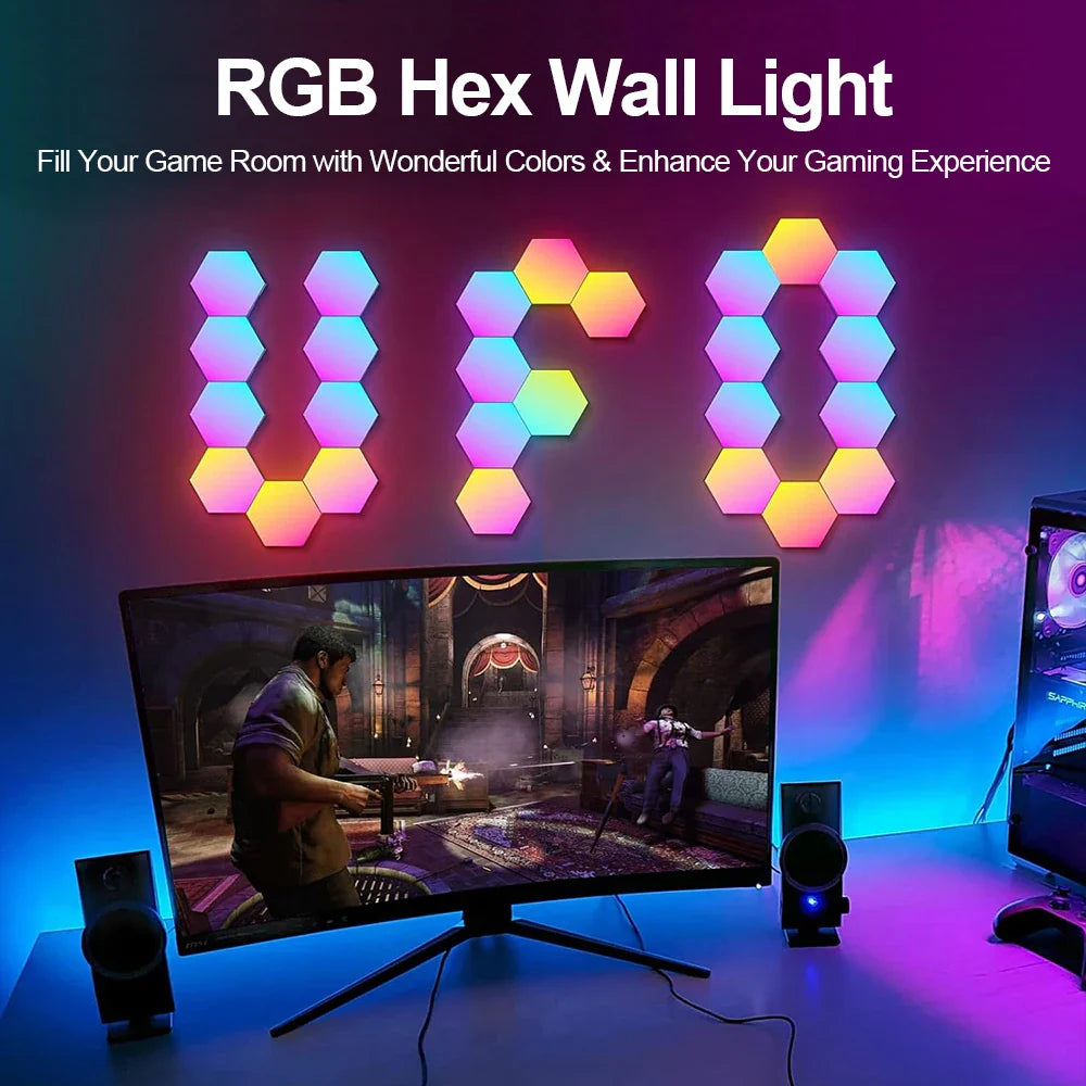RGB Smart Hexagonal Wall Lamp - Color Changing Ambient Light