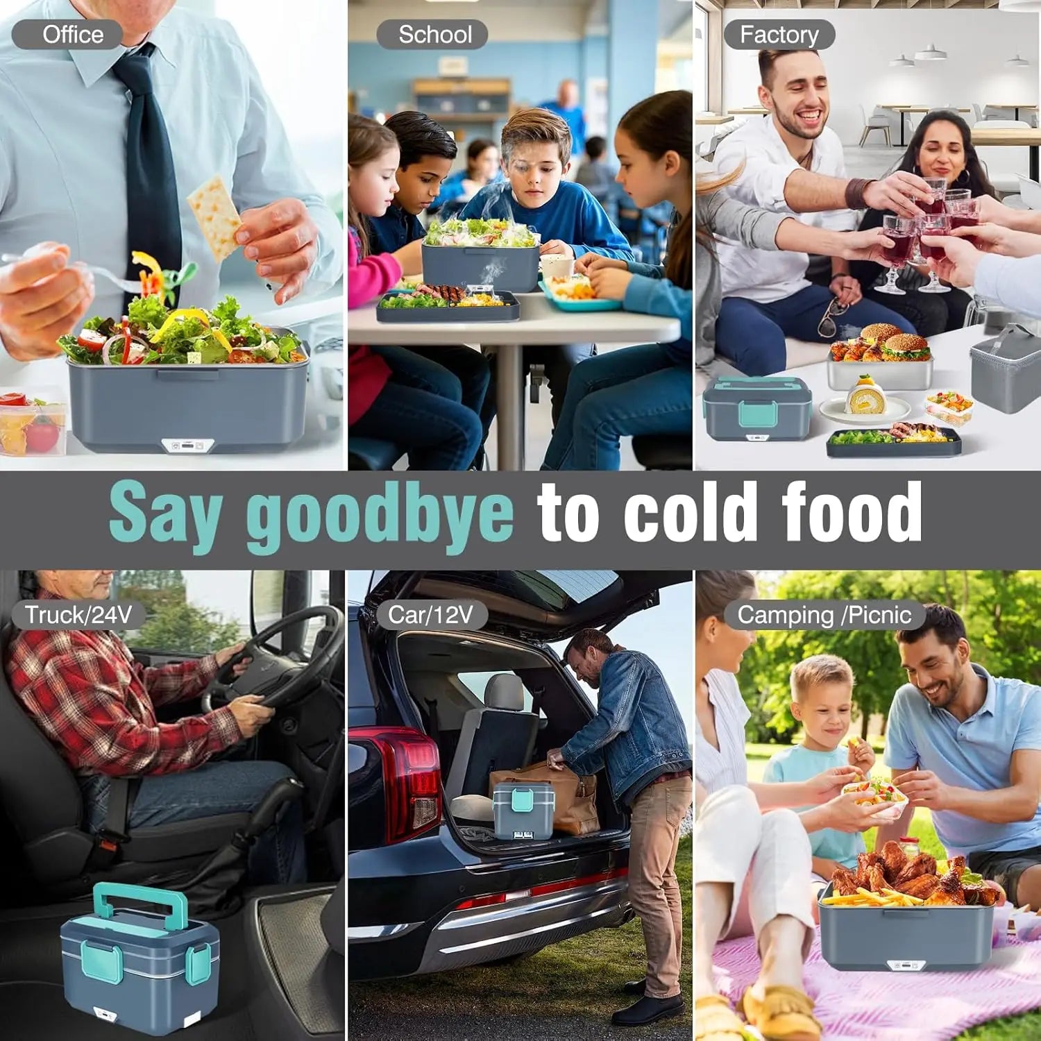 TINSOL 3.5L Electric Heated Lunch Box - Fast Heating for Meals on the Go